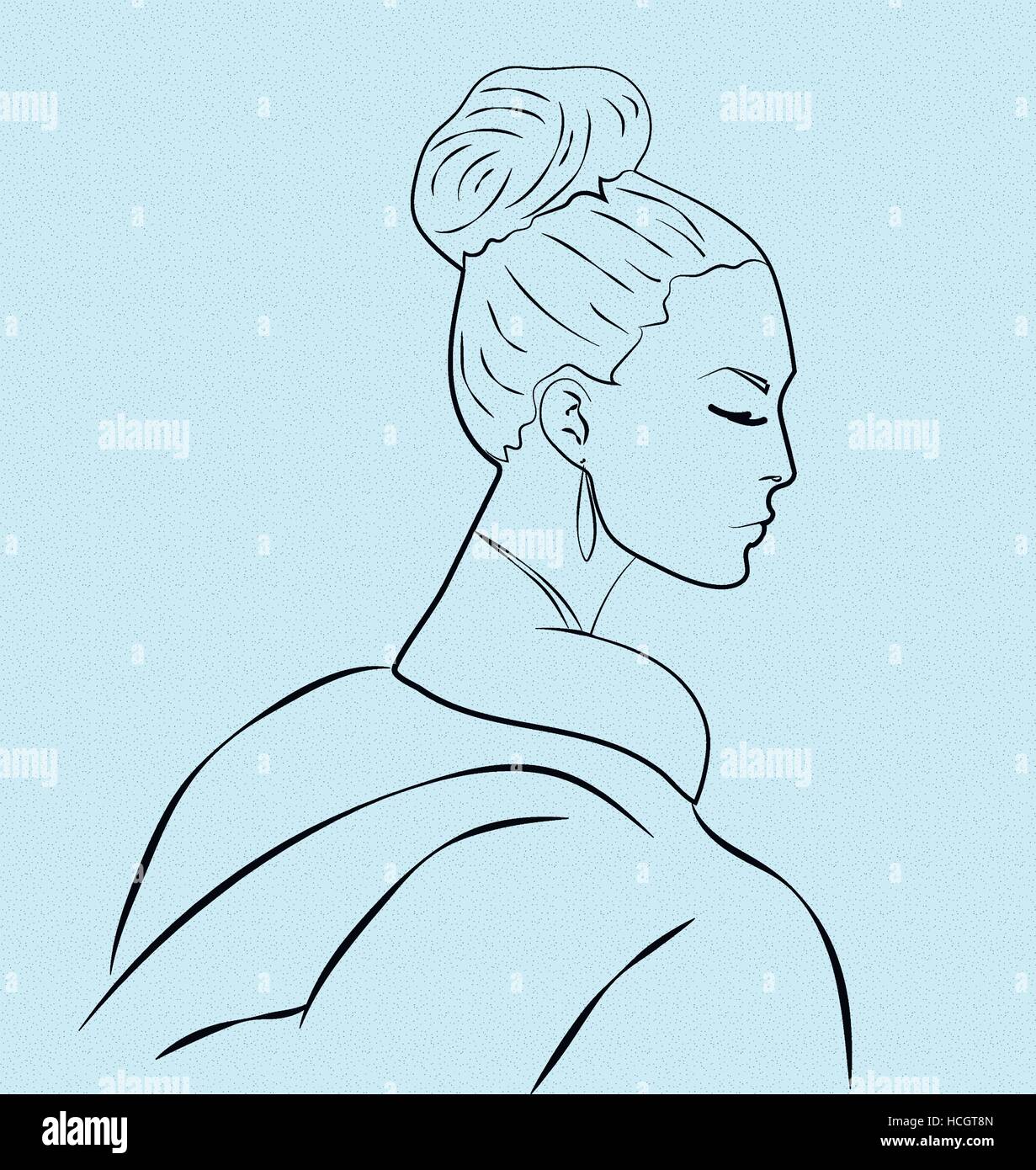 Silhouette of woman wearing fur coat Illustration de Vecteur