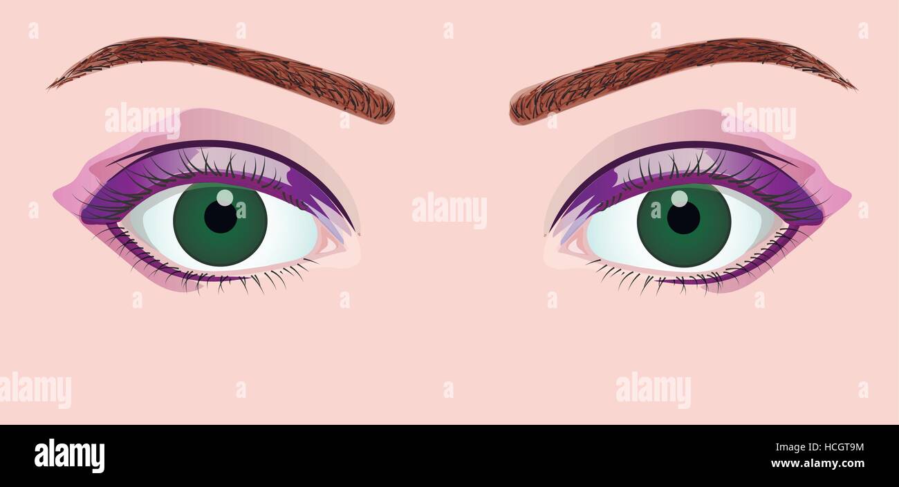 Les yeux vert violet avec make-up Illustration de Vecteur