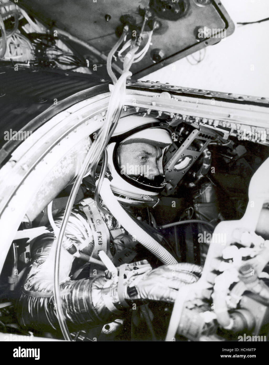 L'astronaute John Glenn H., Jr., subit un vol orbital simulée, dans le cadre de sa formation pour le projet Mercure dans la procédure du Manned Spacecraft Center formateur à Langley Air Force Base, en Virginie le 29 novembre 1961.Source : NASA via CNP /MediaPunch Banque D'Images