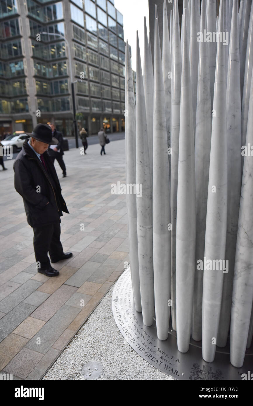 Westminster, London, UK. 9 décembre 2016. War Memorial Westminster l'Hôtel de ville pour commémorer le personnel de Westminster est mort Banque D'Images