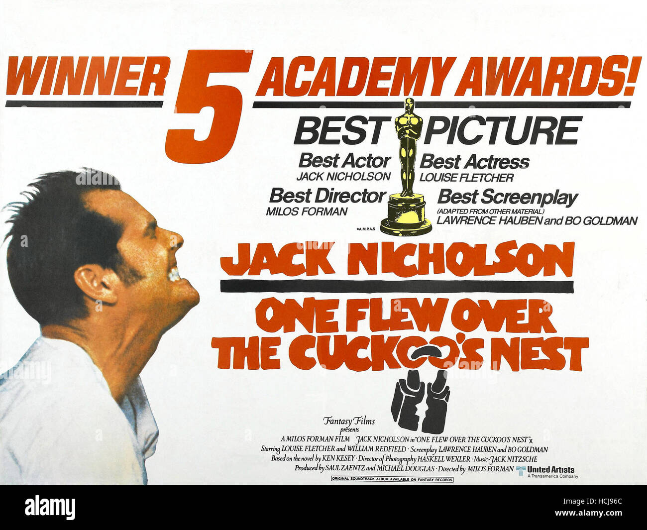 Vol au-dessus d'un nid de coucou, Jack Nicholson, 1975 Photo Stock - Alamy