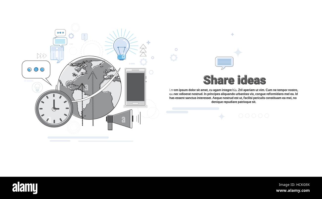 Partager Idée Concept de coopération d'affaires mondial Banner Illustration de Vecteur