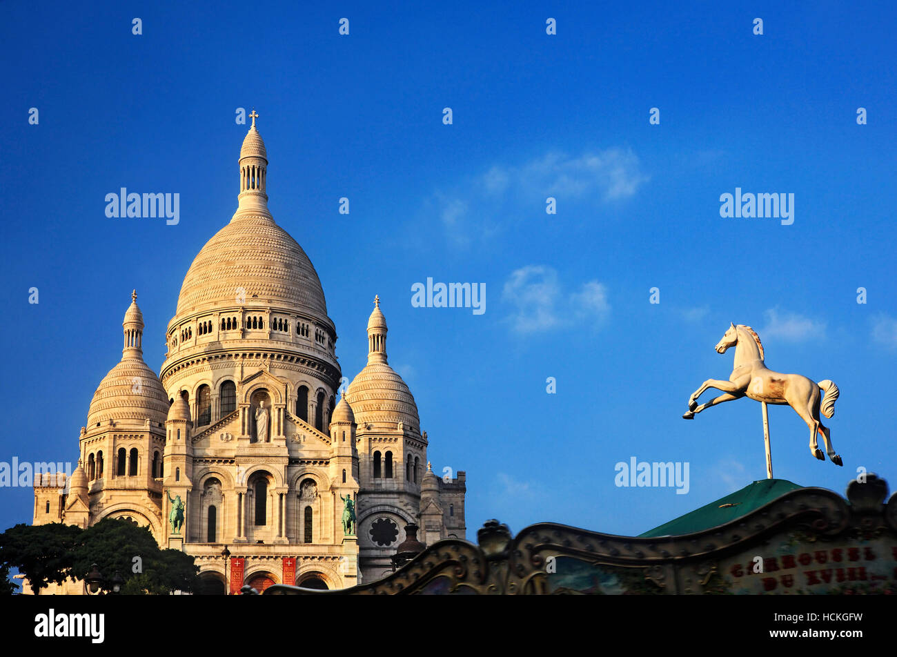La Basilique du Sacré-Cœur ('Basilique du Sacré Coeur), tout simplement connu sous le nom de 'Sacré-coeur', Montmartre, Paris, France Banque D'Images
