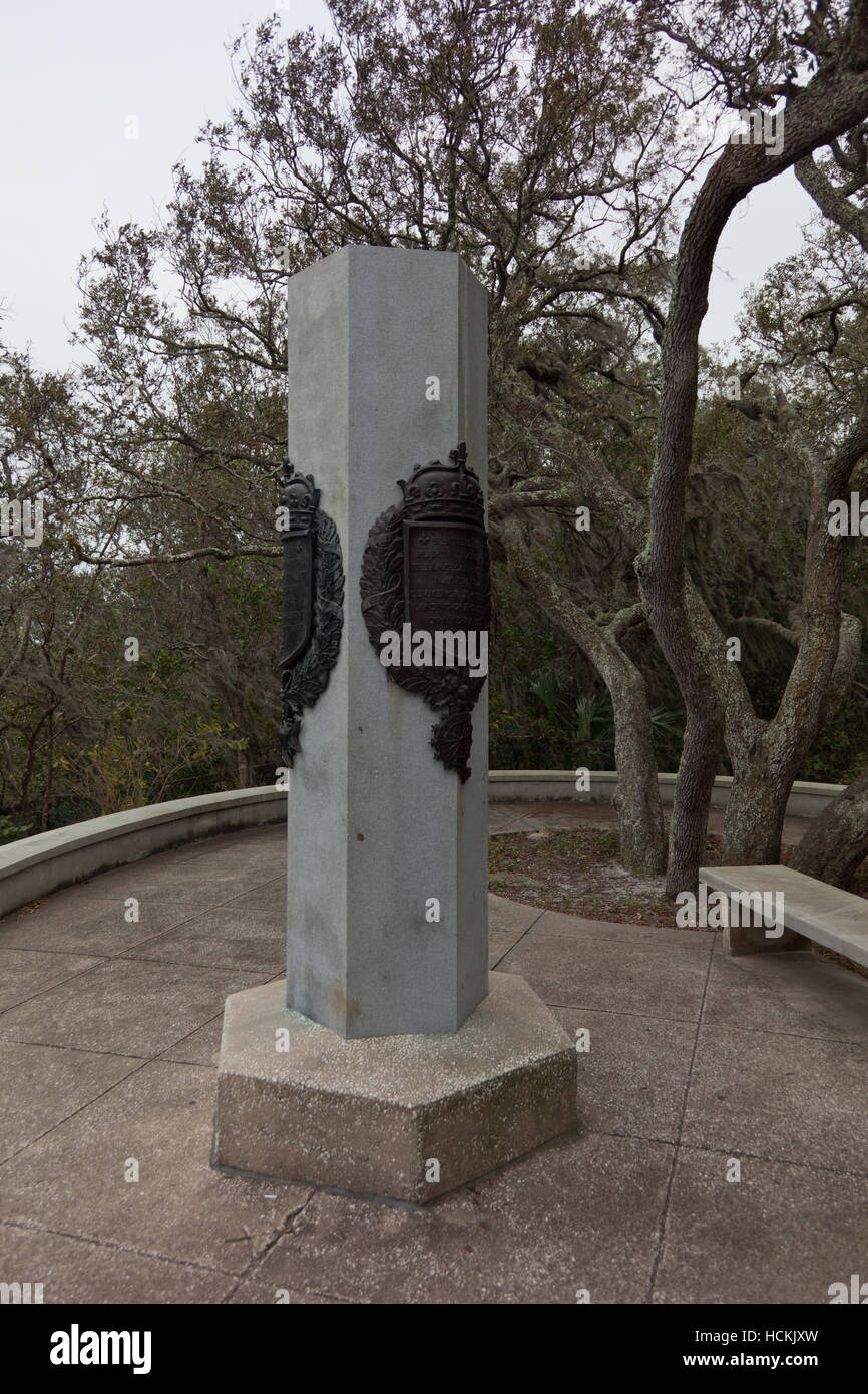 Ribault Monument au Fort Caroline National Memorial Banque D'Images