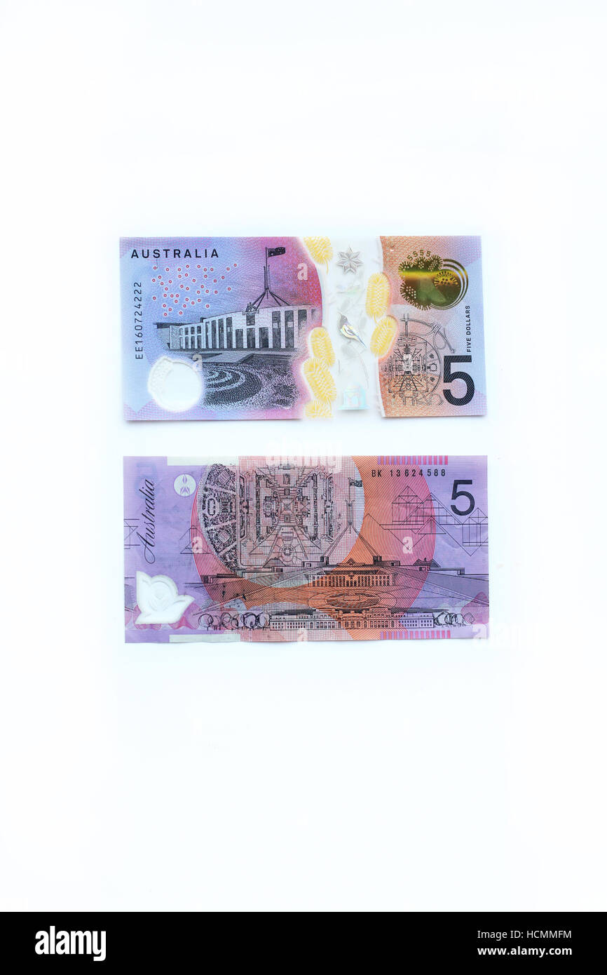 5 Australian dollar new bank note Banque D'Images