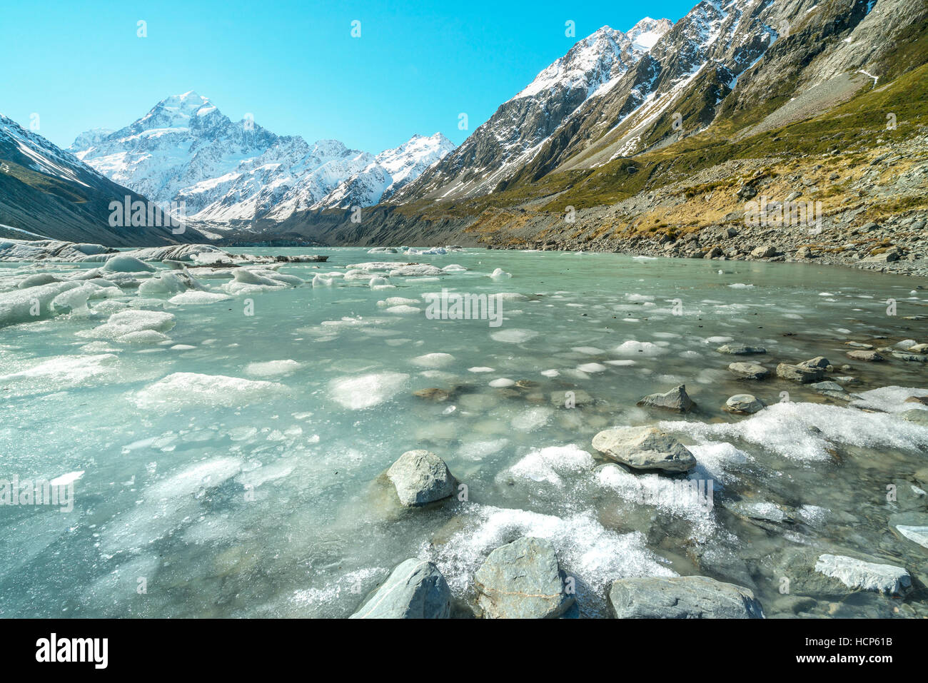 Mueller Glacier National Aoraki Mt Cook Par, île du Sud, Nouvelle-Zélande Banque D'Images