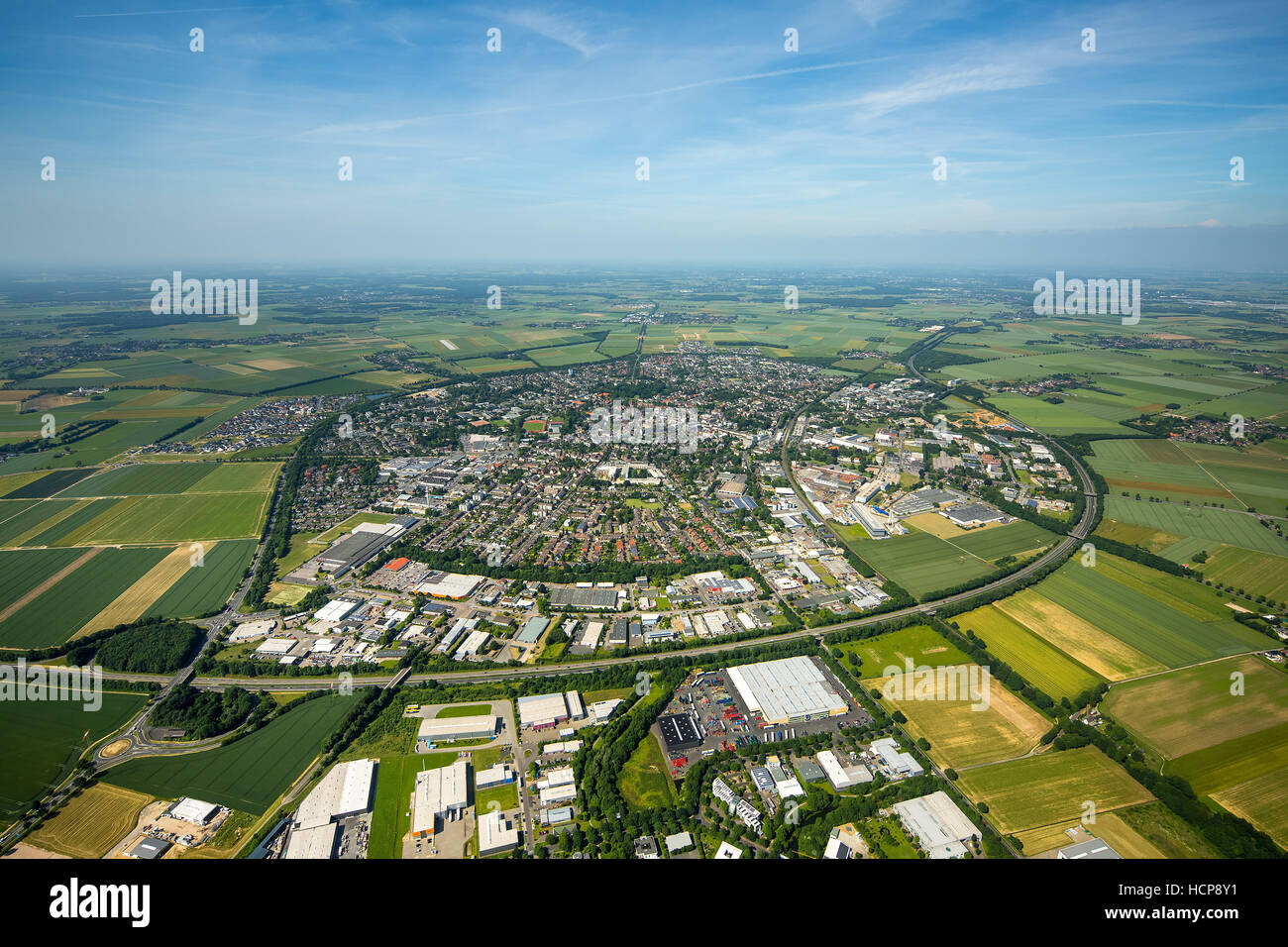Vue aérienne de la ring road, Erkelenz, vallée du Rhin, Rhénanie du Nord-Westphalie, Allemagne, Banque D'Images