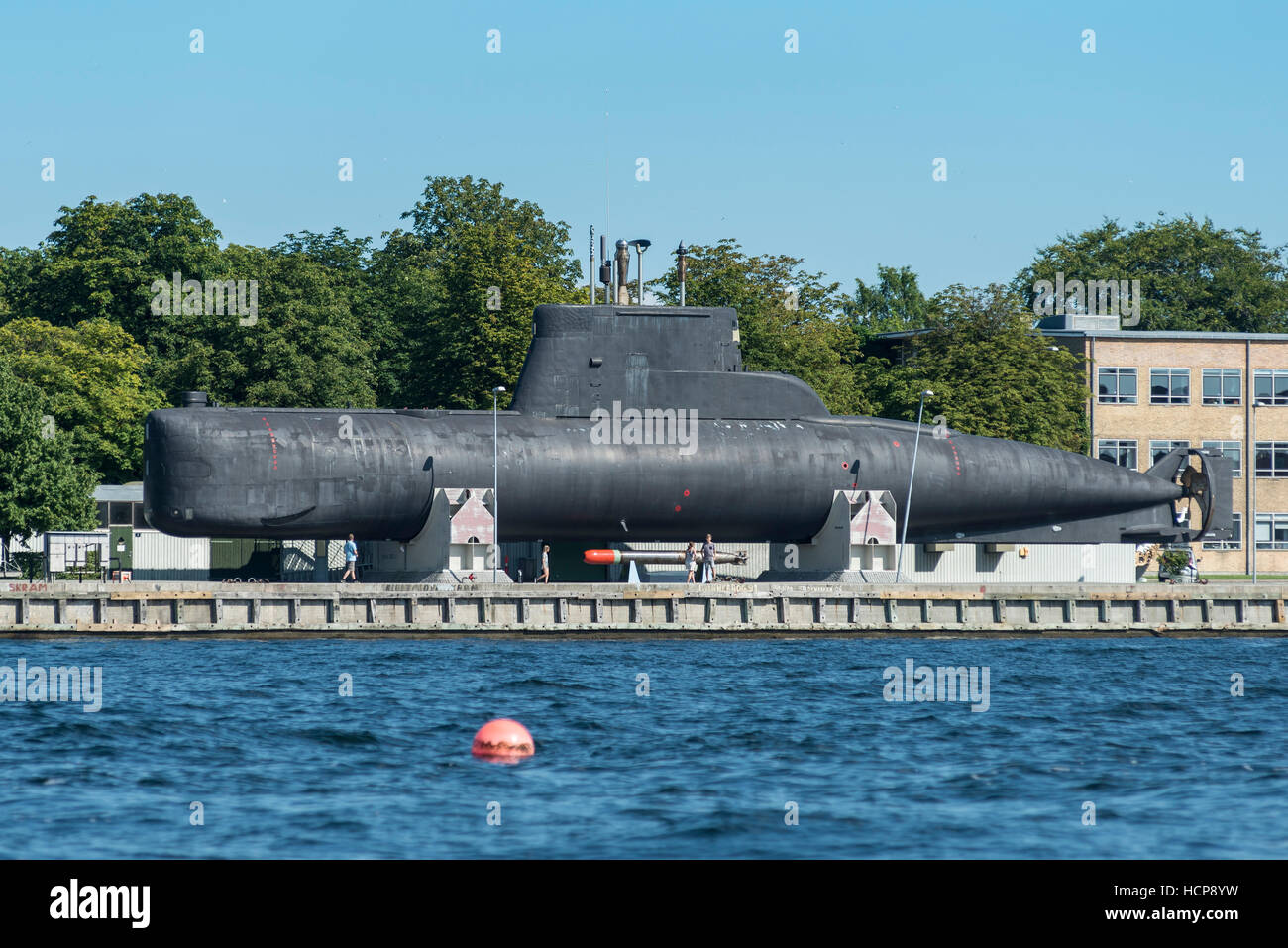 Sous-marin, le musée en plein air de militaire, Inner Harbour, Île Nyholm, Copenhague, Danemark Banque D'Images