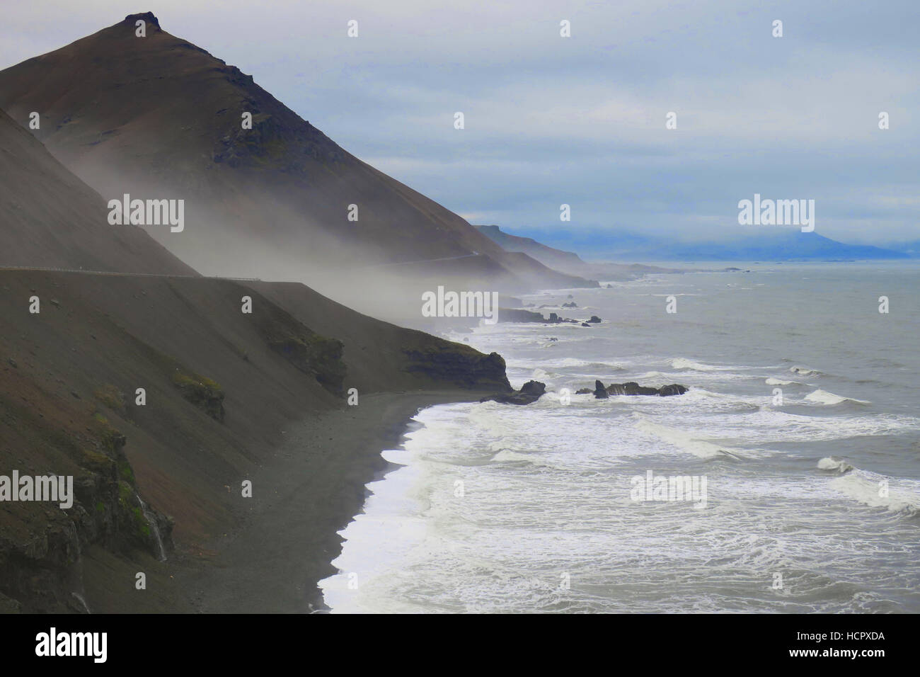 Austur-Skaftafellssýsla Islande plage de sable noir, Banque D'Images