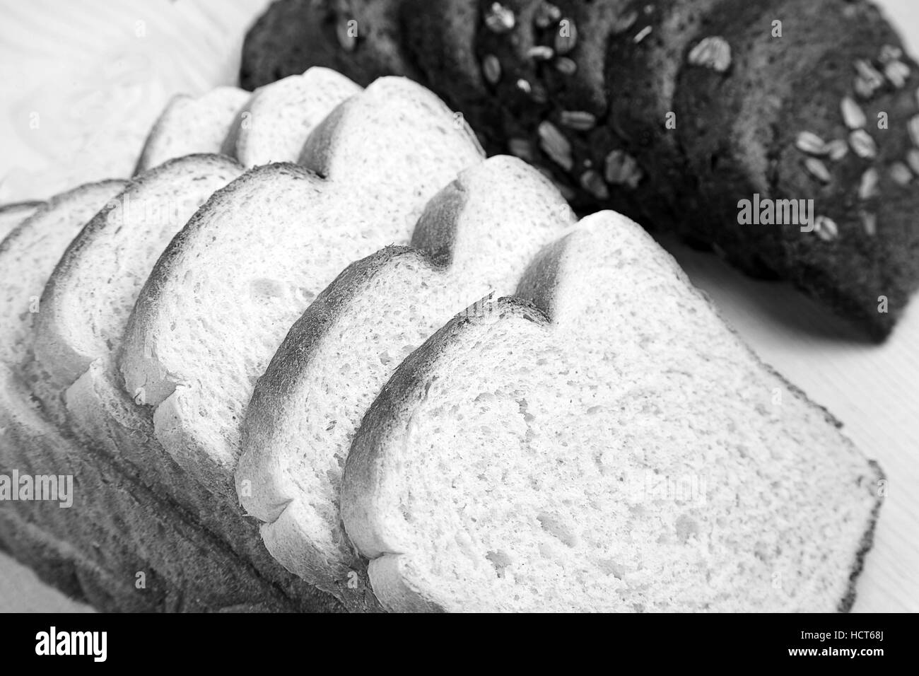 Le pain blanc et le pain brun, détail des produits alimentaires, des aliments santé Banque D'Images
