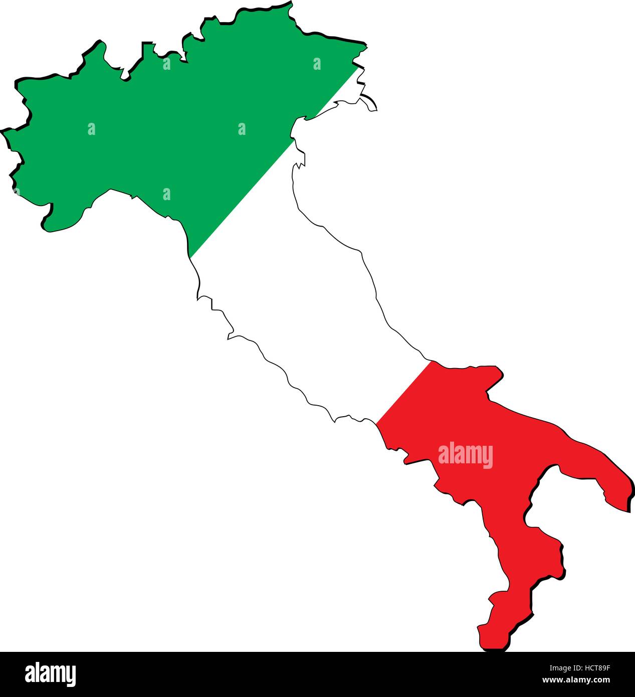 Italie carte haute résolution avec drapeau du pays. Pavillon de l'Italie en superposition sur la carte plan détaillé isolé sur fond blanc Illustration de Vecteur