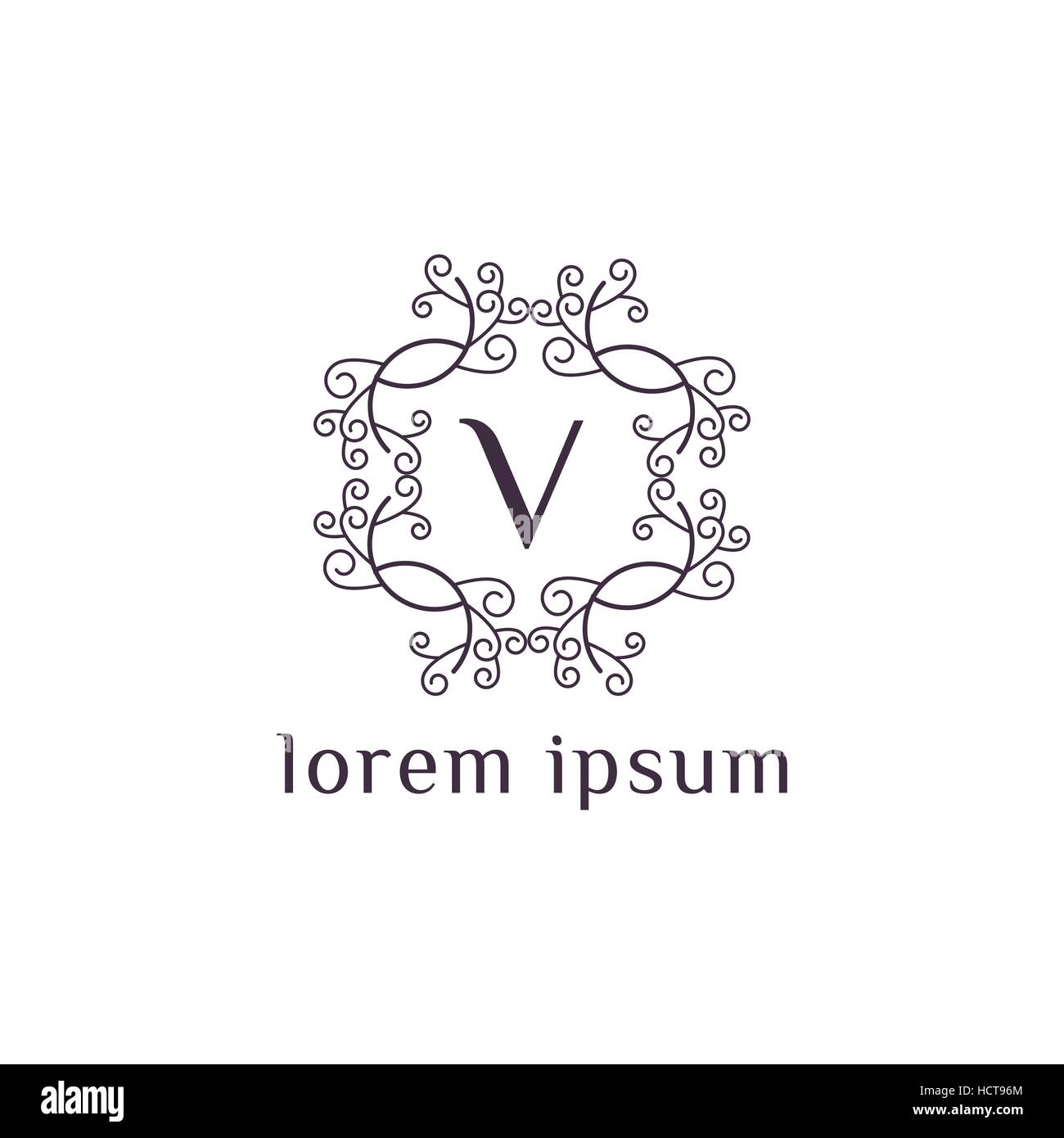 Lettre V logo vector modèle. Monogramme de luxe pour l'hôtel, restaurant, boutique, magasin de mode ou tendance label Illustration de Vecteur