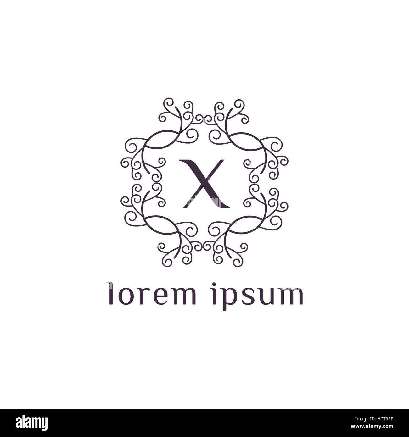 X lettre logo vector modèle. Monogramme de luxe pour l'hôtel, restaurant, boutique, magasin de mode ou tendance label Illustration de Vecteur