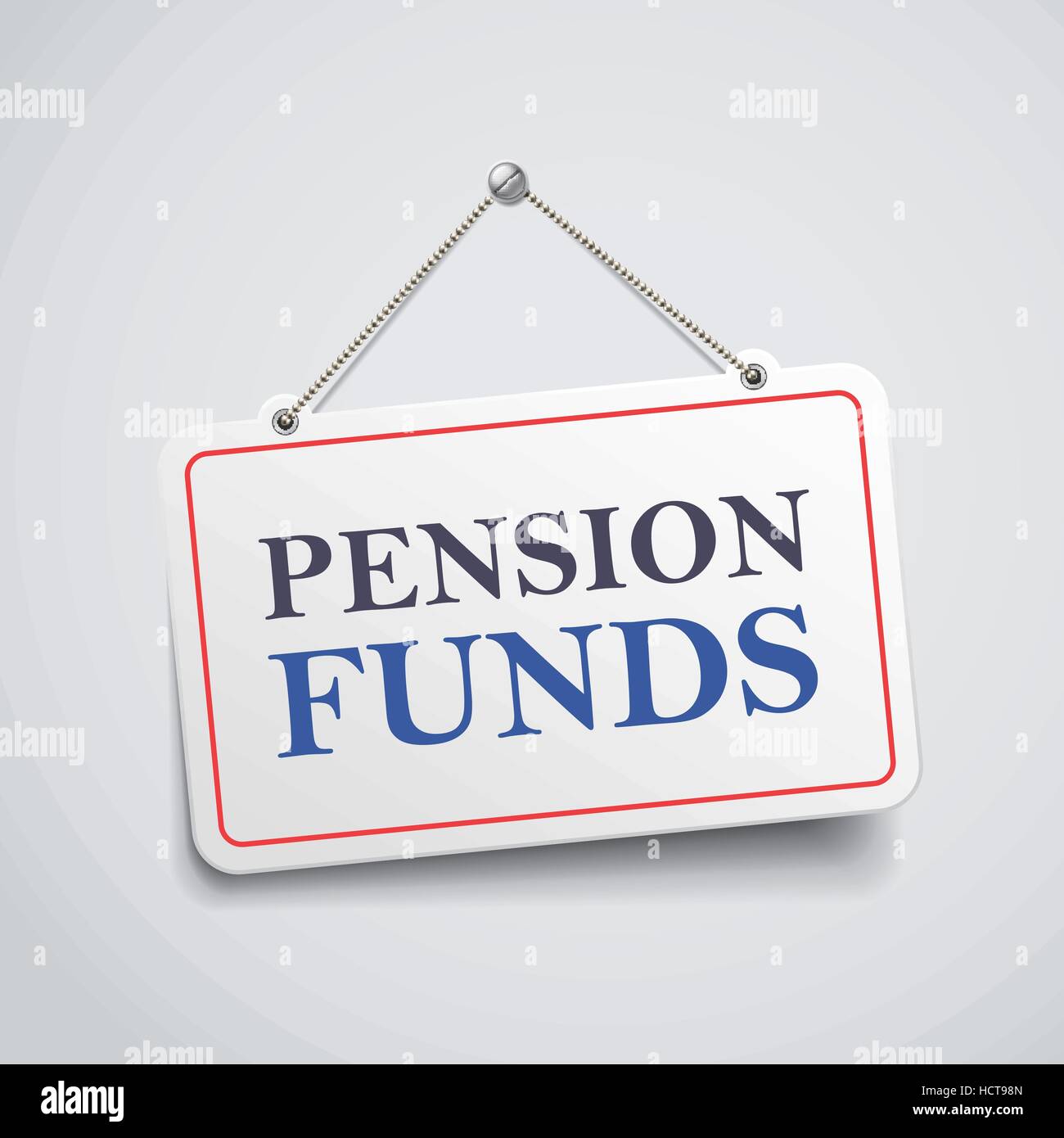 Les fonds de pension hanging sign isolated on white wall Illustration de Vecteur