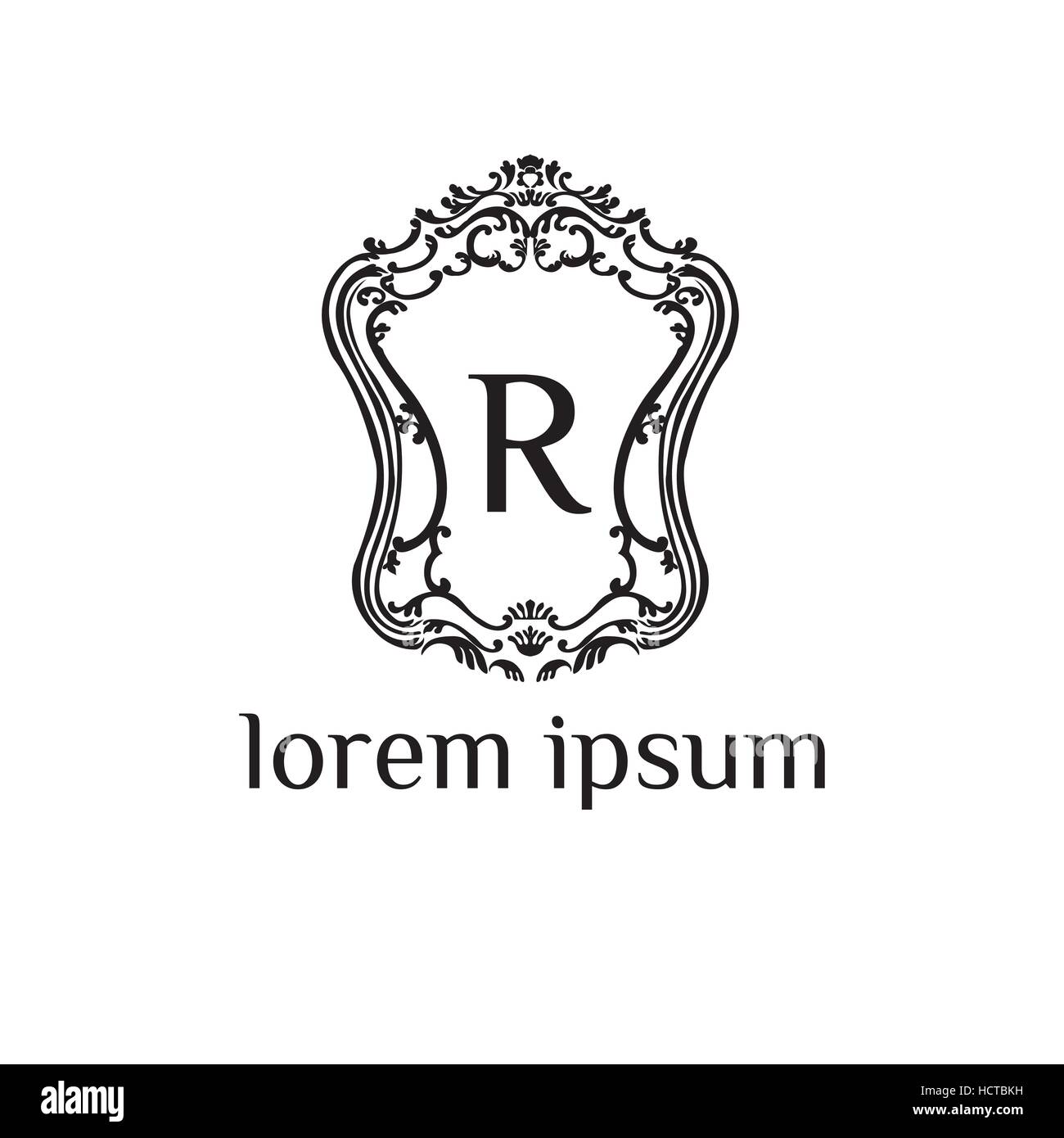 R lettre logo vector modèle. Monogramme de luxe pour l'hôtel, restaurant, boutique, magasin de mode ou tendance label Illustration de Vecteur
