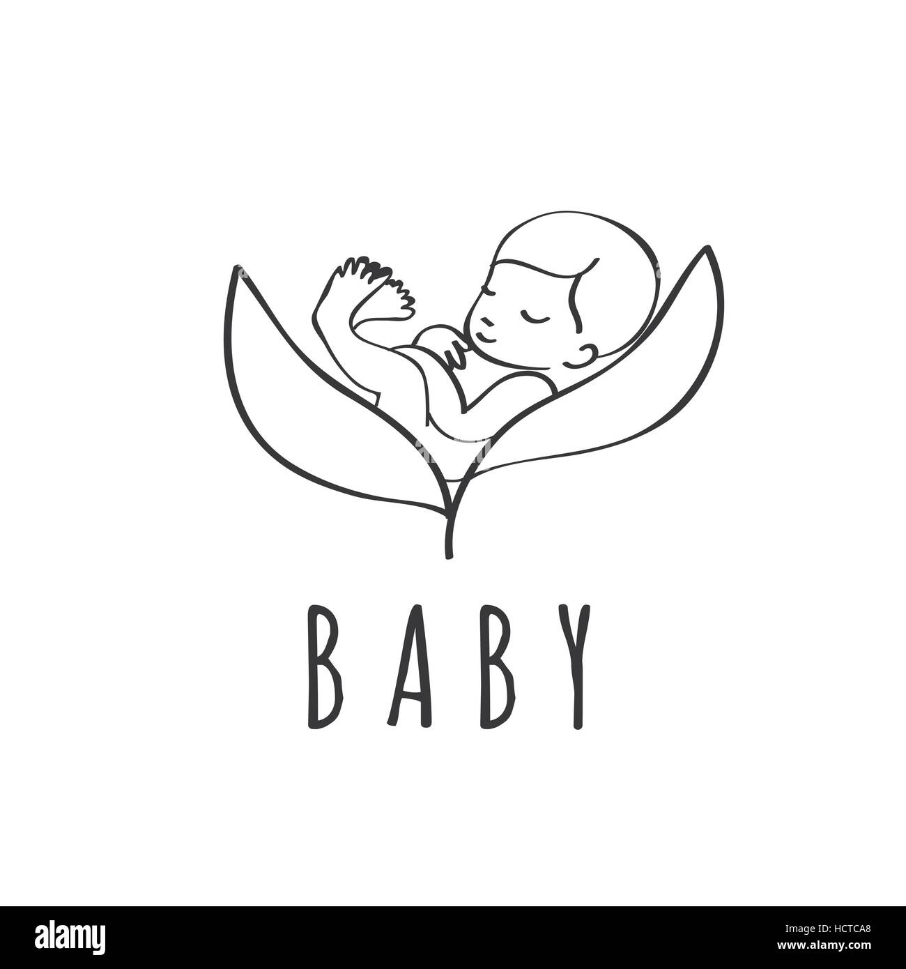 Baby logo Vector. Bébé en fleur emblème Illustration de Vecteur