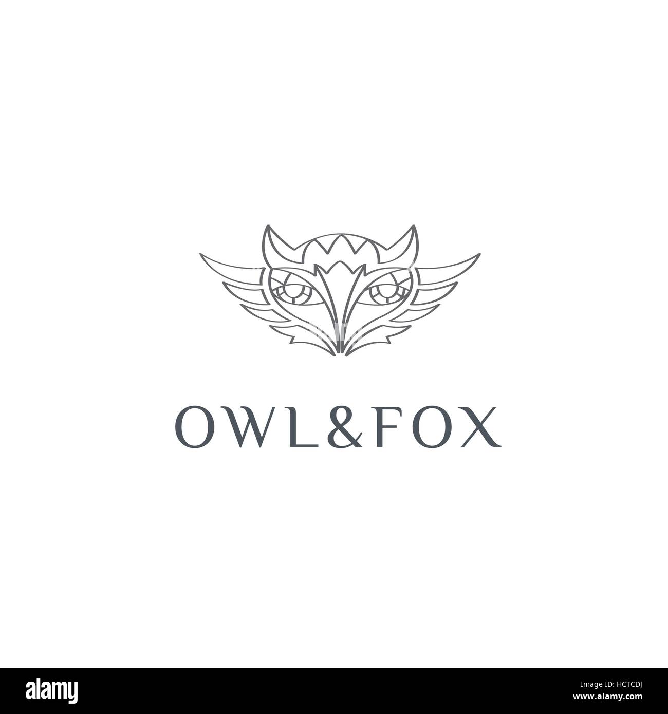 Owl et fox logo Vector Illustration de Vecteur