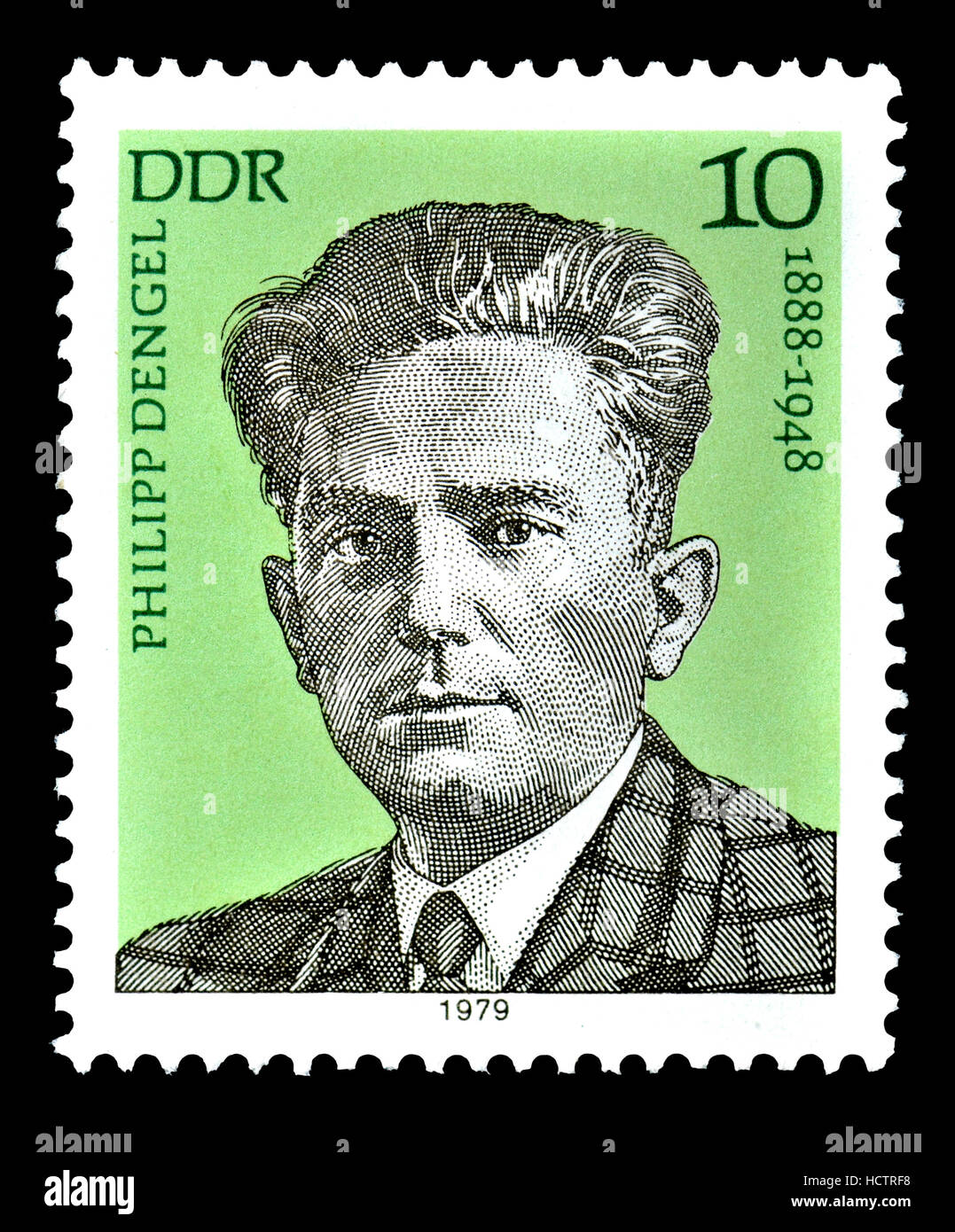 L'allemand de l'Est (DDR) Timbre-poste (1979) : Philipp Dengel (1888-1948) Homme politique et journaliste communiste Banque D'Images