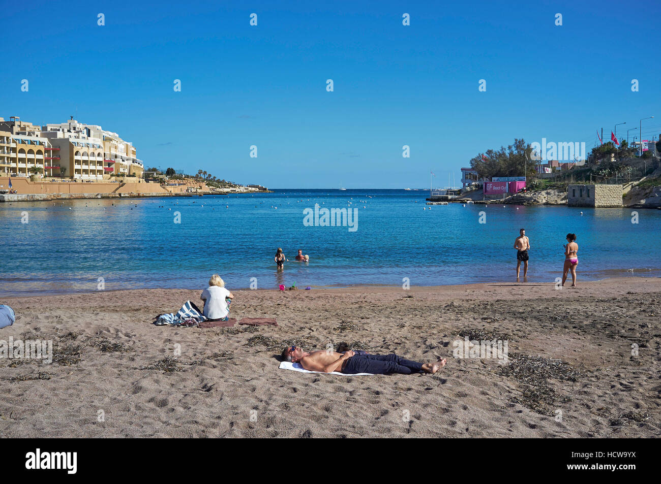 St George's Bay, St Julians, Malte Banque D'Images