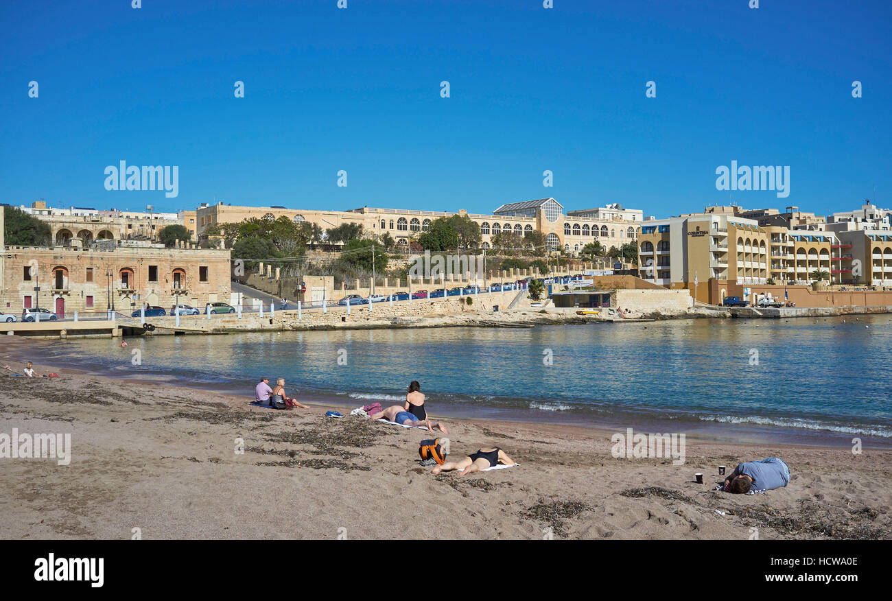 St George's Bay, St Julians, Malte Banque D'Images