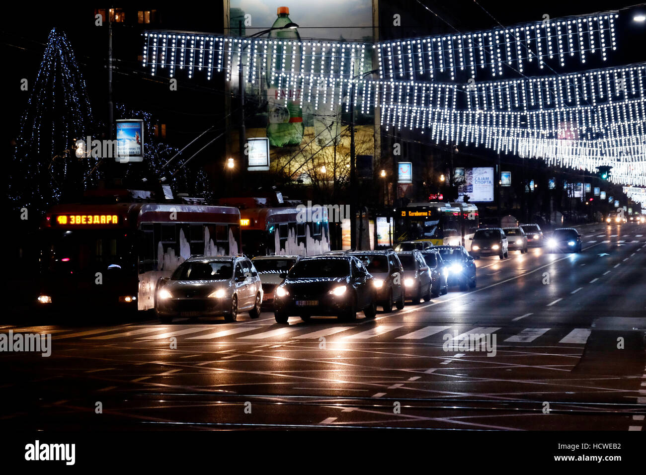 Kneza Milosa en trafic street dans la ville de Belgrade, capitale de la République de Serbie Banque D'Images