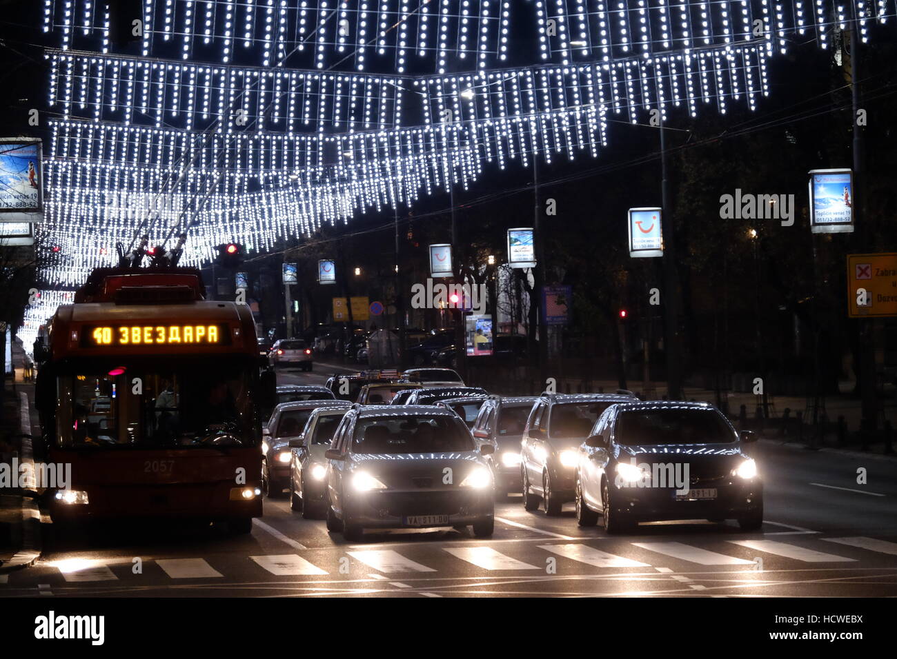 Kneza Milosa en trafic street dans la ville de Belgrade, capitale de la République de Serbie Banque D'Images