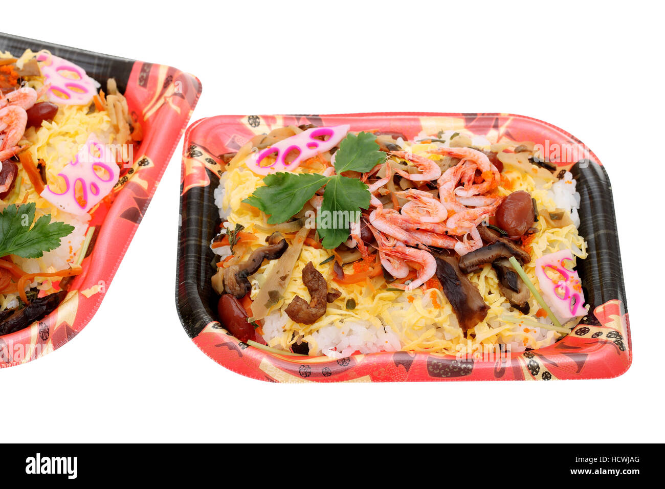 Les sushis japonais, la cuisine japonaise traditionnelle, chirashizusi chirasizusi, Banque D'Images