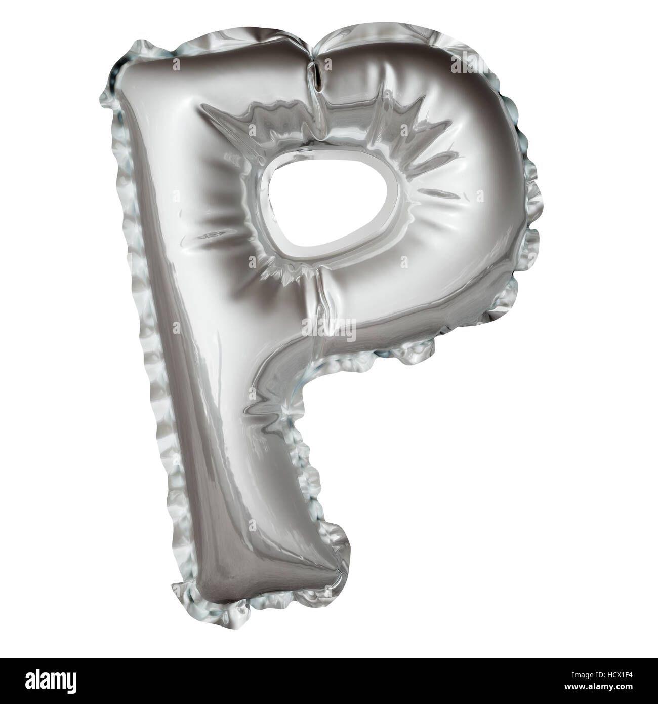 Lettre P Ballon métallique isolé sur fond blanc 3d illustration Banque D'Images