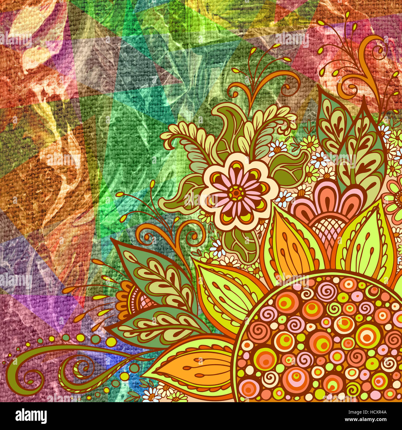 Motif floral sur fond de peinture La peinture à l'huile Banque D'Images