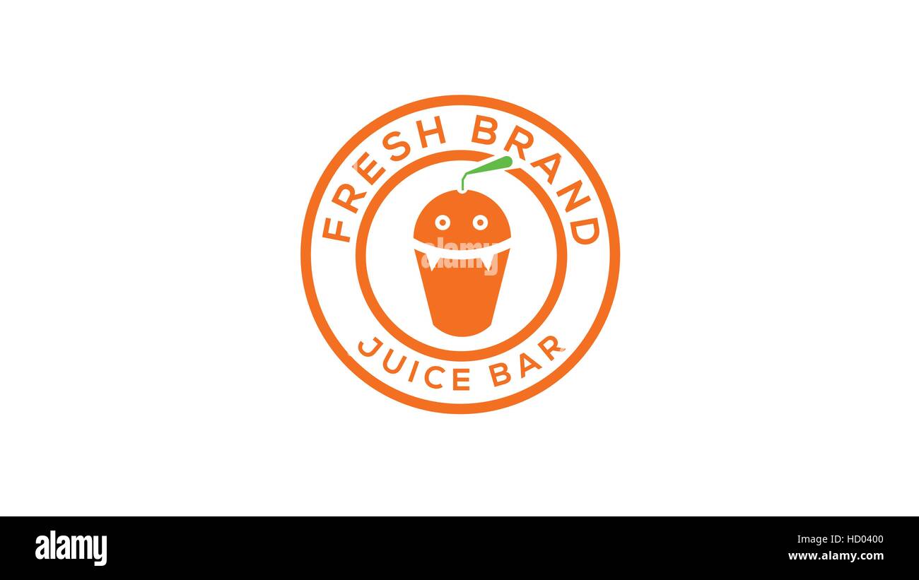 Jus frais logo vector modèle. Le jus d'Orange monster illustration Illustration de Vecteur