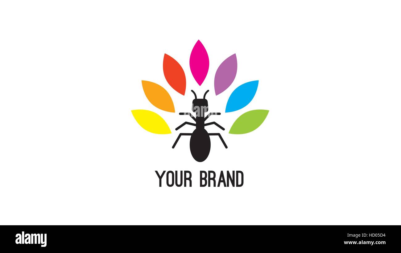 Ant et couleur le modèle de conception de logo Illustration de Vecteur