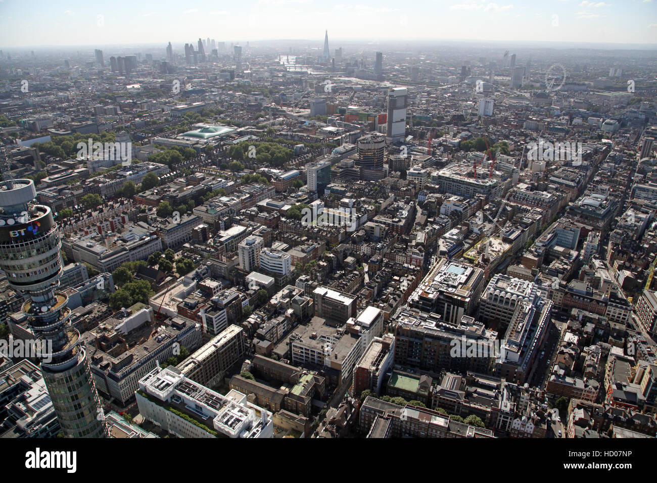 Vue aérienne du quartier de Fitzrovia London, England, UK Banque D'Images