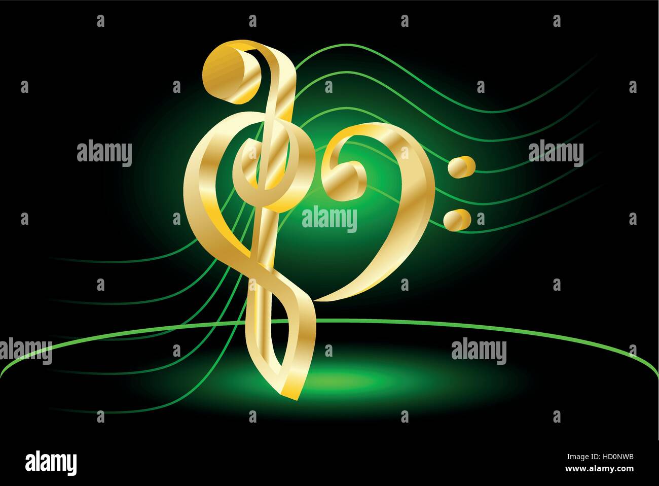 Coeur - violon et bass clef, note de musique discontinue et cœur de fa, et violon Illustration de Vecteur