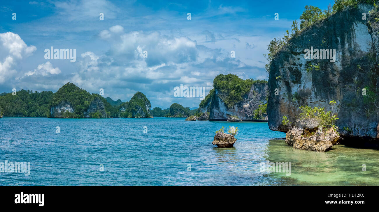 Paysage dans les rochers près de la baie Kabui Waigeo. Les Papous, Raja Ampat, Indonésie Banque D'Images