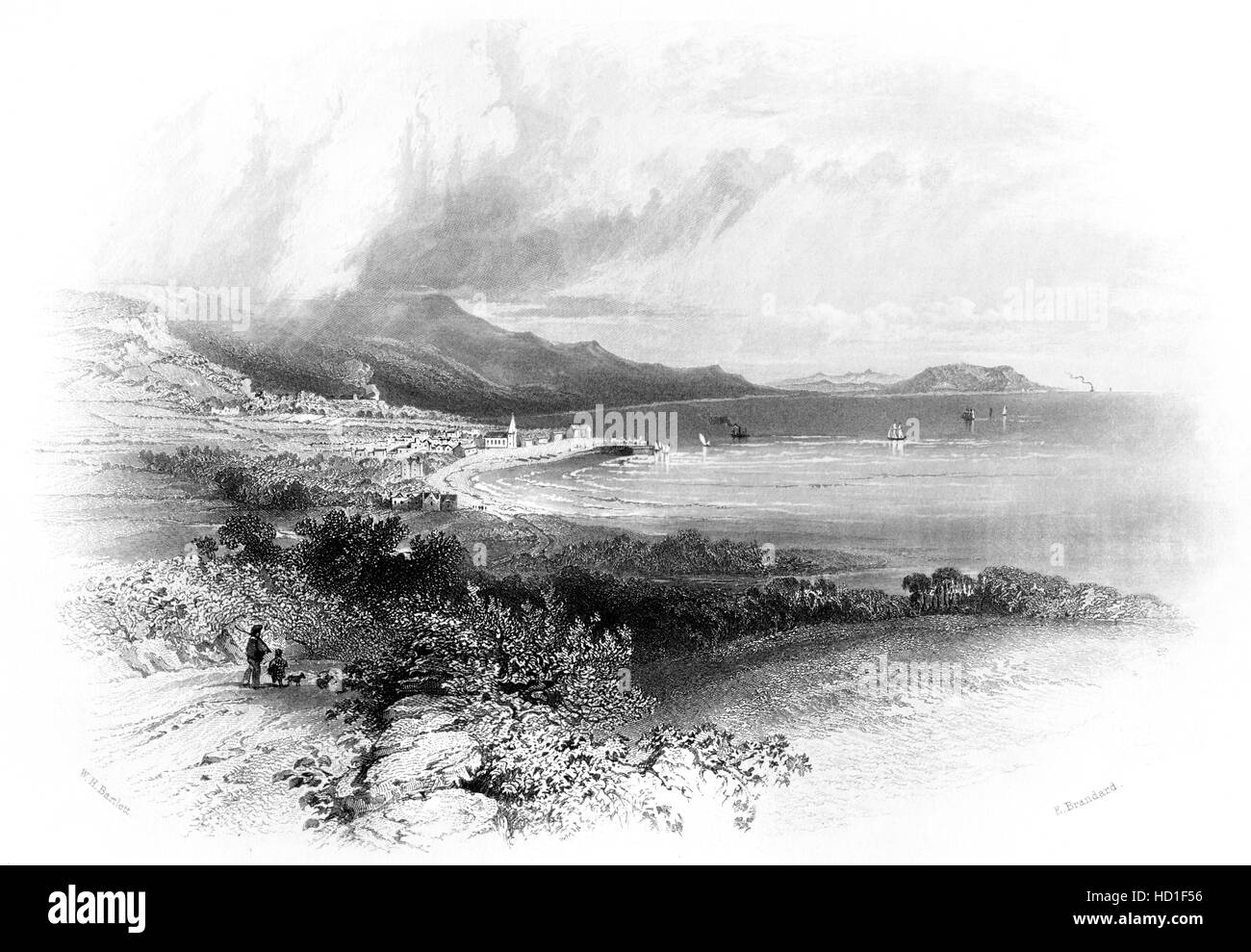 Une gravure de Largs numérisées à haute résolution à partir d'un livre imprimé en 1859. Croyait libres de droit. Banque D'Images