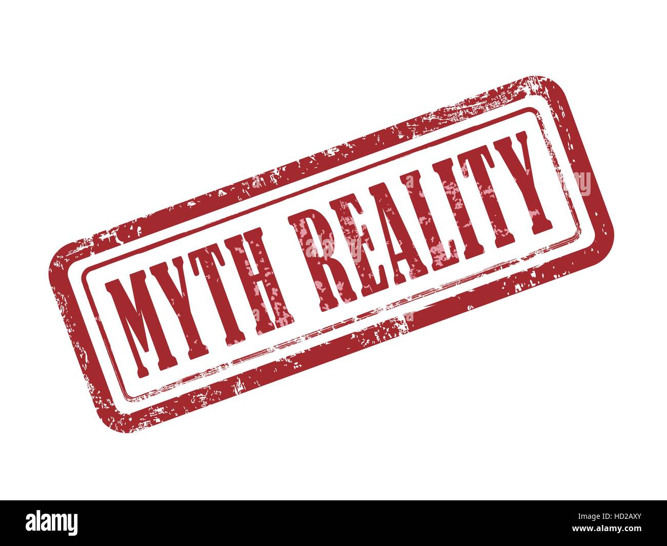 Stamp mythe réalité en rouge sur fond blanc Illustration de Vecteur