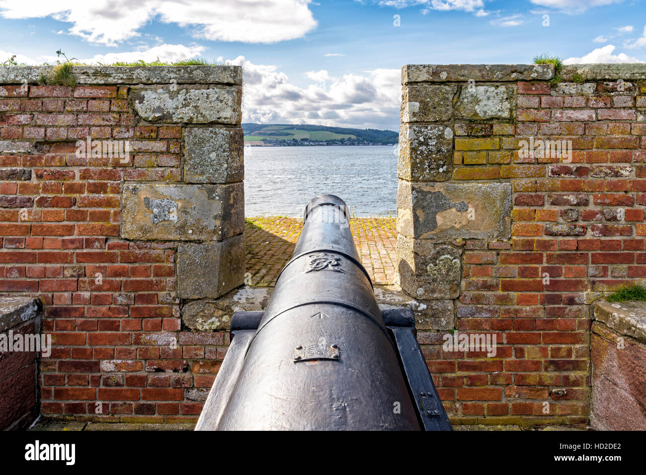 Le fort George, Royaume-Uni - 19 août 2014 : 18e siècle, au Fort George cannon forteresse militaire Banque D'Images