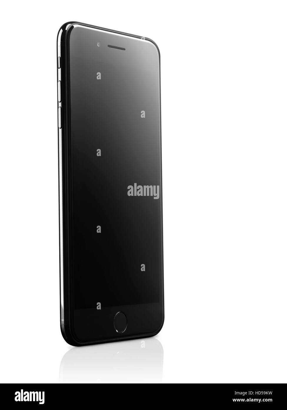 Apple iPhone 7 Plus avec écran blanc isolé sur fond blanc avec clipping path Banque D'Images