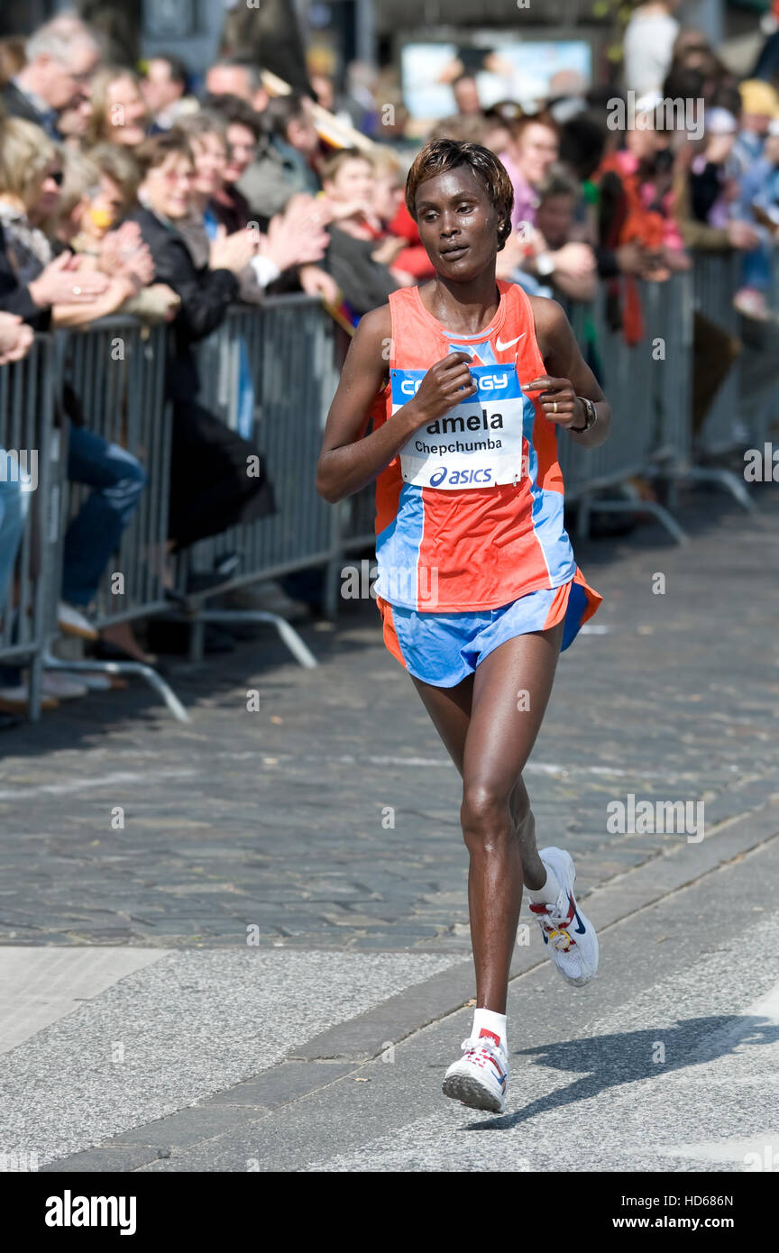 Pamela Chepchumba du Kenya, la deuxième place dans le 23e Marathon de Hambourg Conergy sur 27.04.2008, Hambourg, Allemagne Banque D'Images