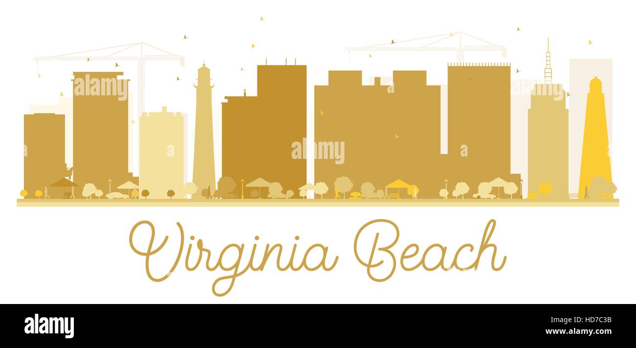 Virginia Beach City skyline silhouette d'or. Vector illustration. Concept simple pour le tourisme présentation, bannière, un placard ou web. Illustration de Vecteur