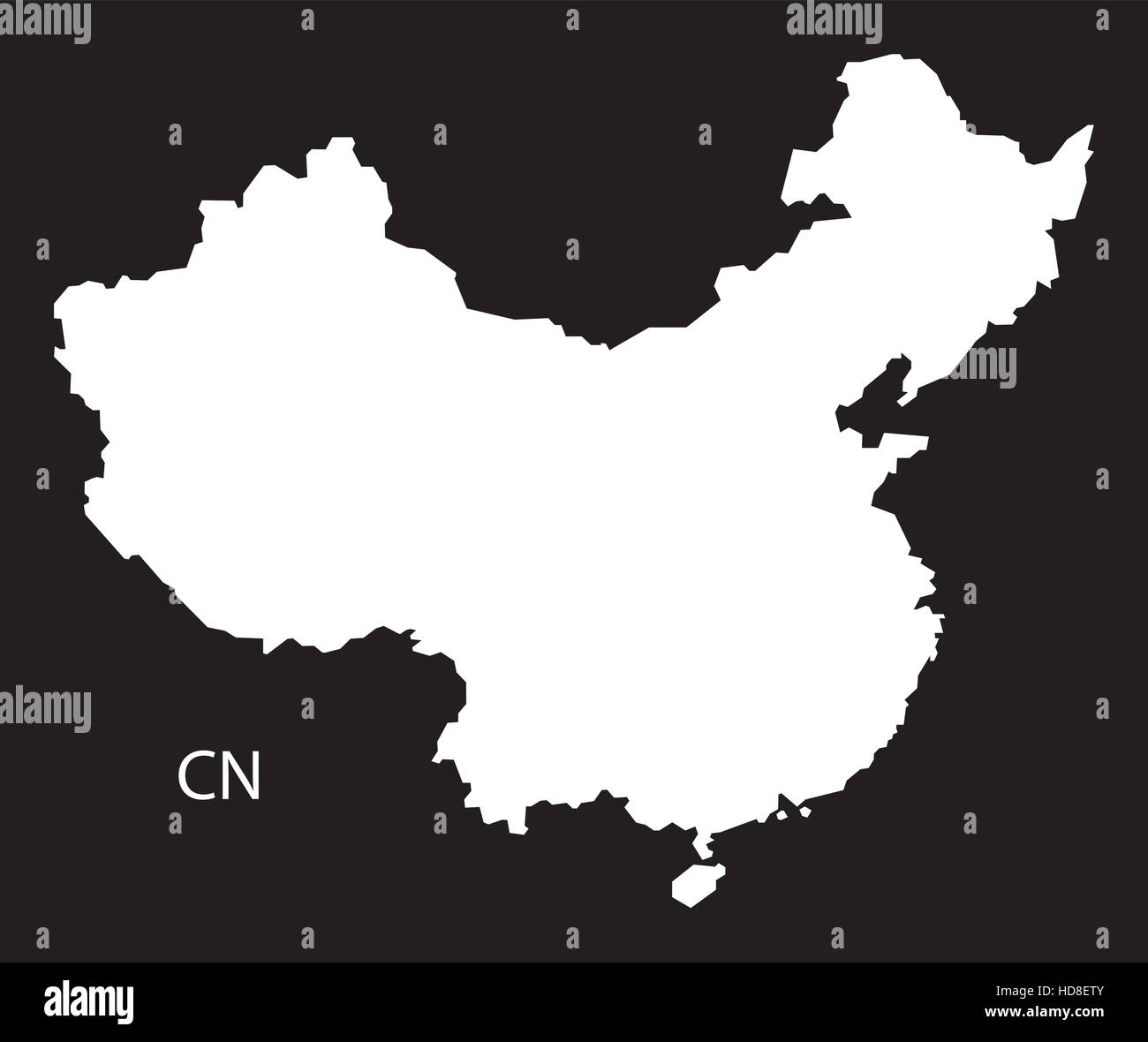 China Map illustration noir et blanc Illustration de Vecteur