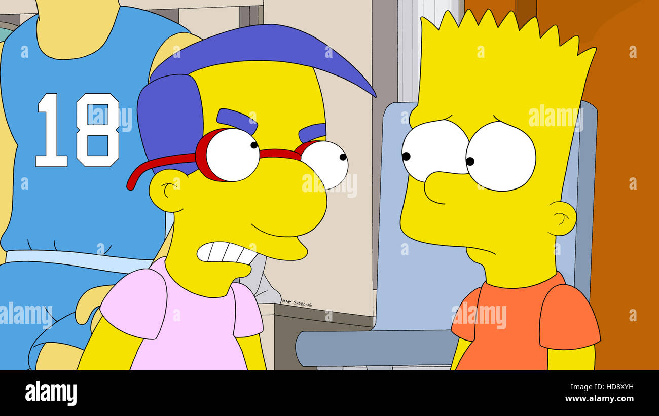Les Simpsons, l-r : Milhouse Van Houten, Bart Simpsons dans 'le symbole  jaune d'Cowardge" (saison 25, Épisode 21, diffusé le 11 mai Photo Stock -  Alamy