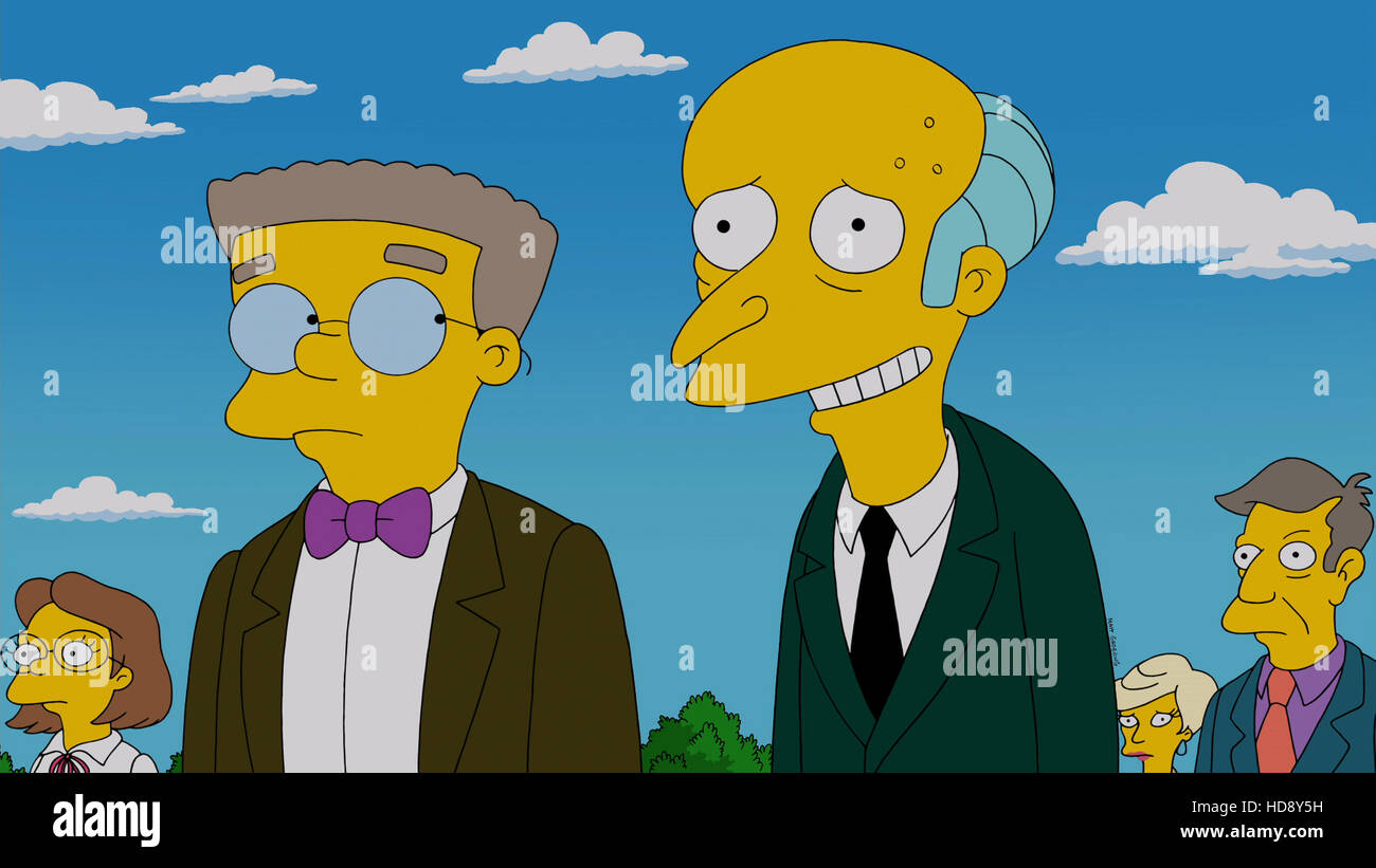 Les Simpsons, (de gauche) : Waylon Smithers, M. Burns (aka Charles Montgomery Burns), '4 Regrettings et un enterrement", (en saison Banque D'Images