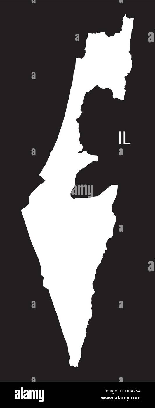 Carte Israël illustration noir et blanc Illustration de Vecteur