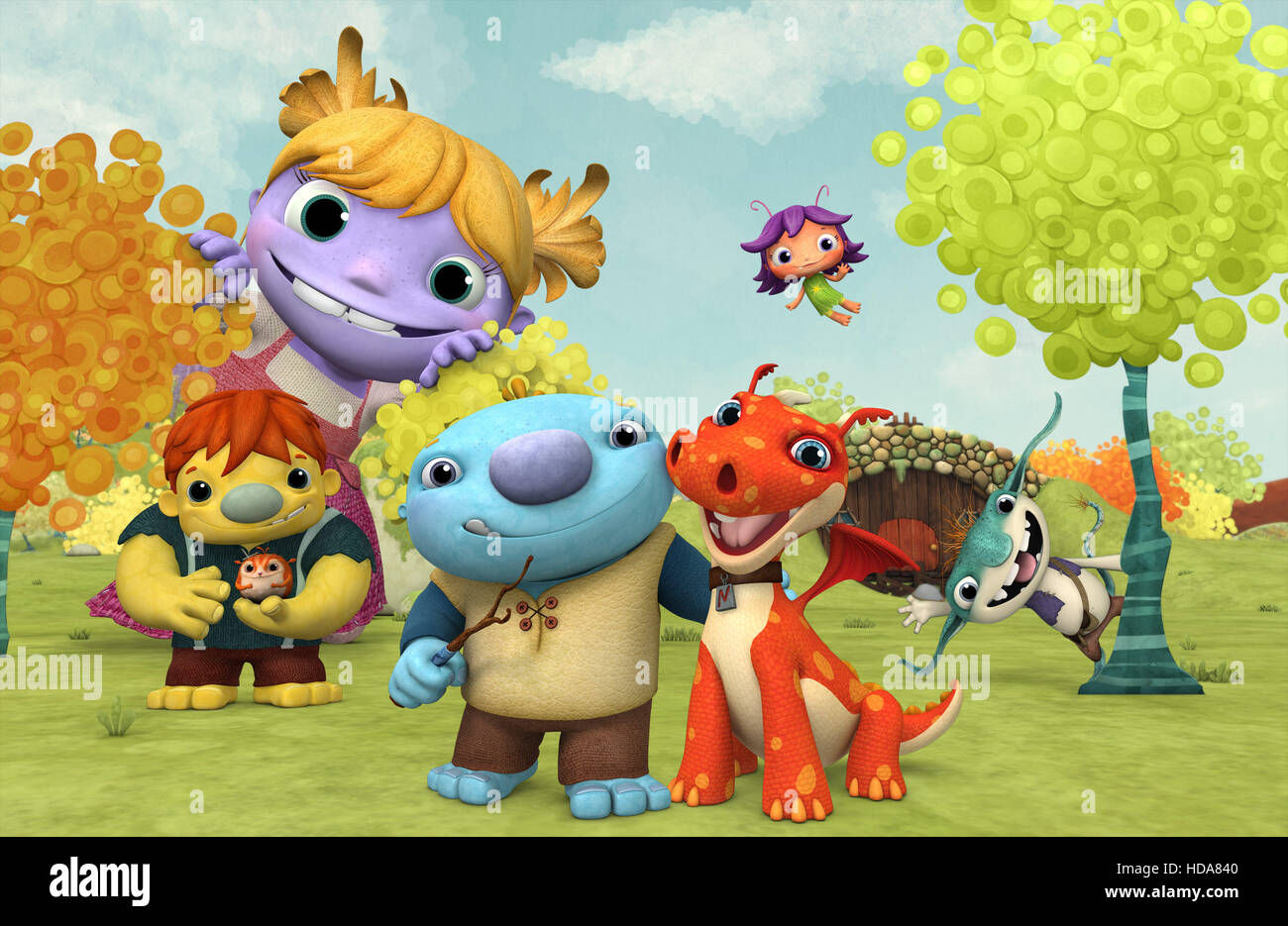 WALLYKAZAM !, l-r : Gina, ogre géant Doug, Wally Trollman, Norville, Libby Light Sprite, Bobgoblin (Saison 1, 2014). Banque D'Images