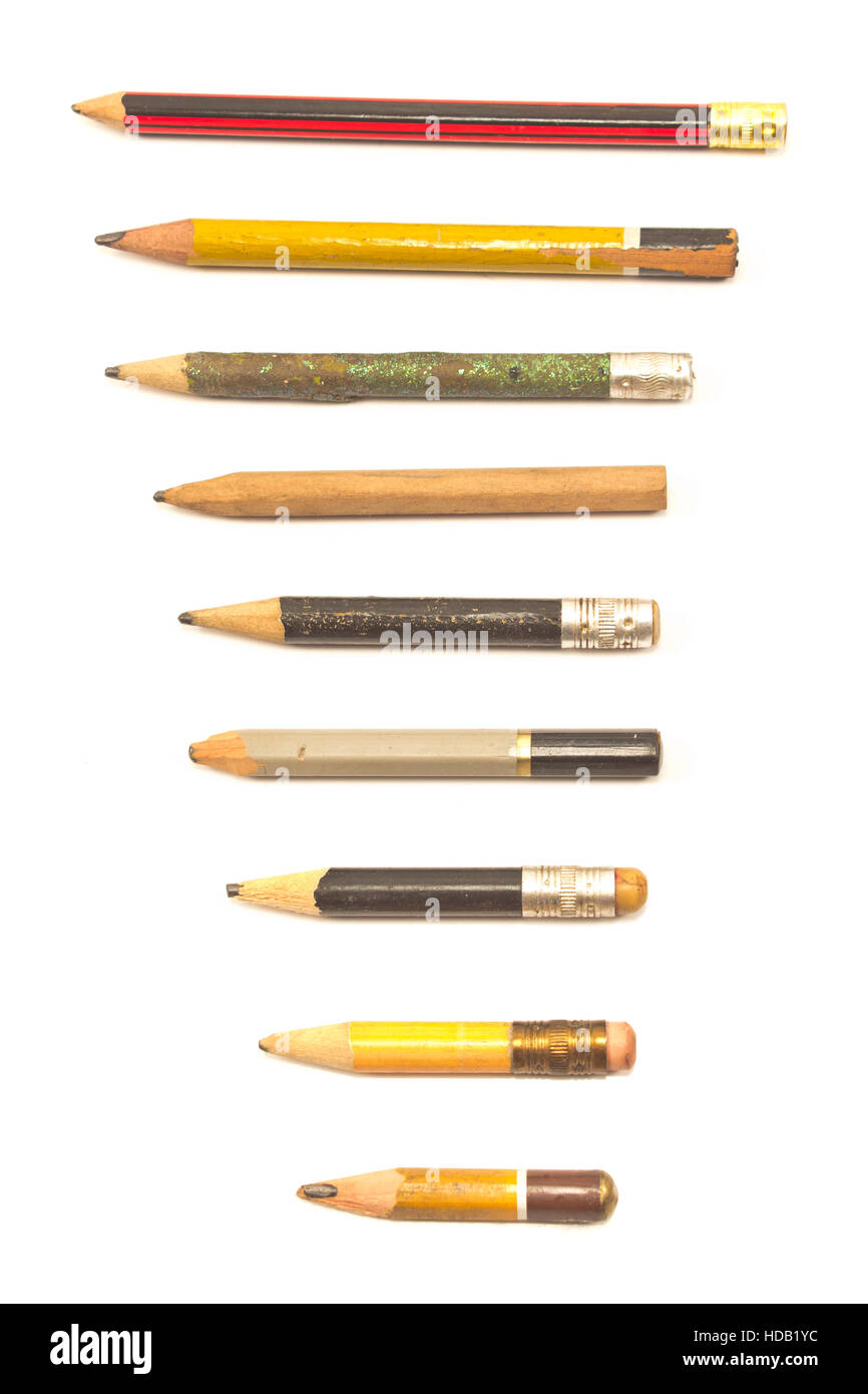Utilisé des pencils isolated on white Banque D'Images