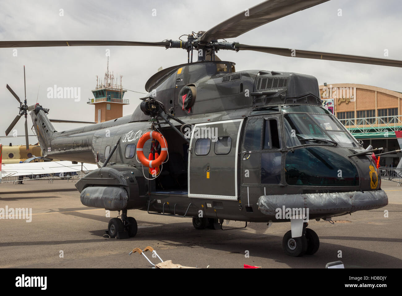 Gendarmerie royale marocaine aerospatiale sa 330H helicoptere Puma expose au salon de l Air de Marrakech 2016 Photo Stock Alamy