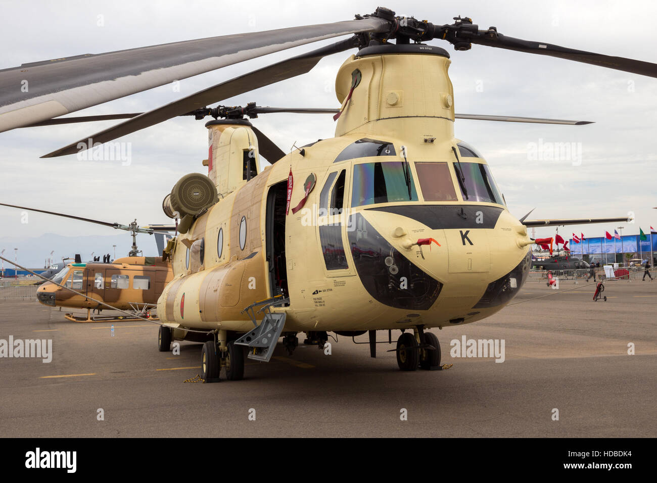 Nouvelle Armée marocaine CH-47D Chinook au Marrakech Air Show 2016 Banque D'Images