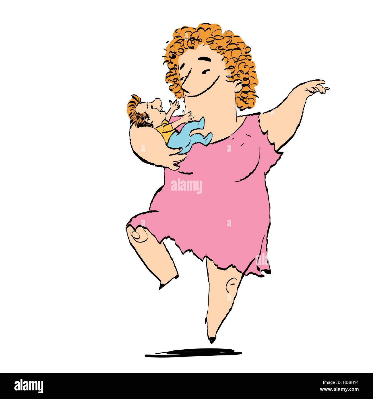 Femme et enfant dancing Illustration de Vecteur