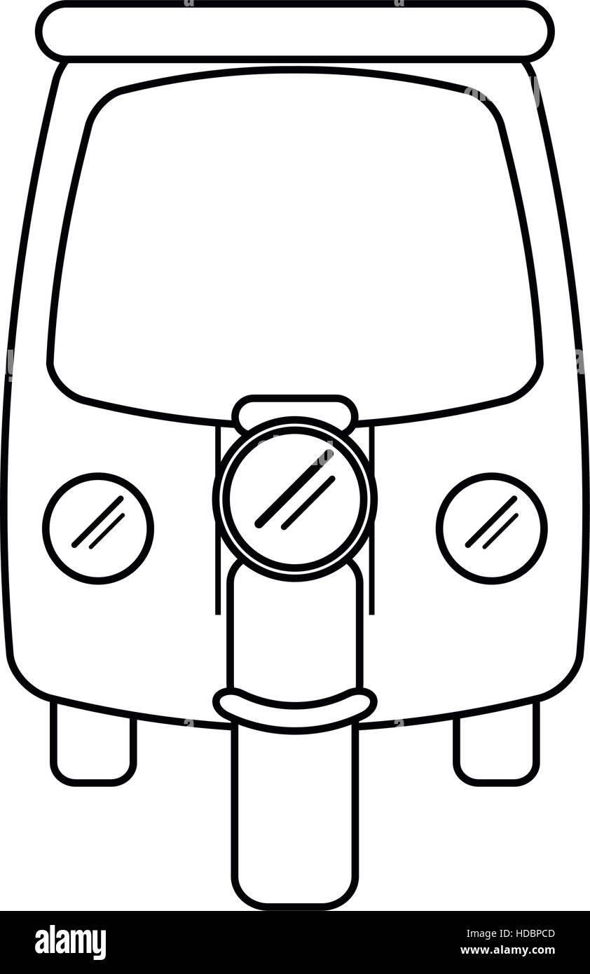 Pousse-pousse à moteur tricycle transport contours Illustration de Vecteur